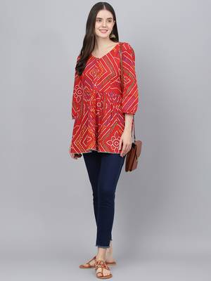 Red printed cotton tunics 5