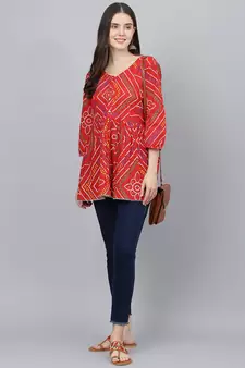 Red printed cotton tunics