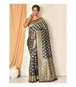 Blue woven pure uppada silk saree with blouse