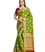 Green woven crepe saree with blouse