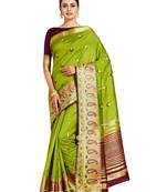 Green embroidered art silk saree with blouse