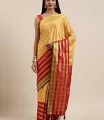 Brown woven crepe saree with blouse