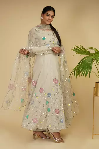3 PIECE HAND EMBROIDERED ANARKALI SET