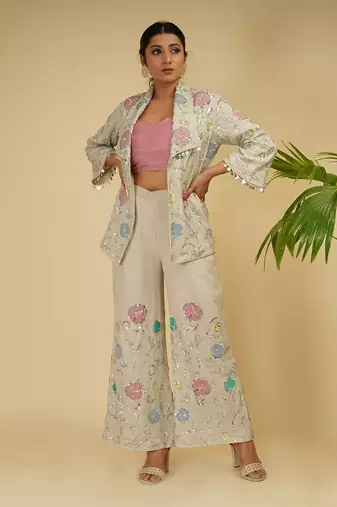 3 PIECE HAND EMBRROIDERED CO-ORD SET