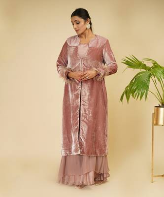 2 PIECE HAND EMBROIDERED LONNG JACKET WITH SHARARA SET 1