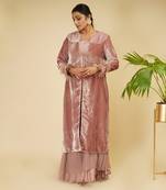 2 PIECE HAND EMBROIDERED LONNG JACKET WITH SHARARA SET