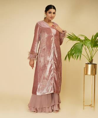 2 PIECE HAND EMBROIDERED LONNG JACKET WITH SHARARA SET 2