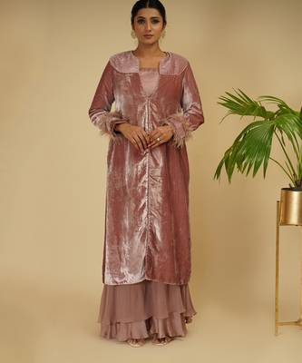 2 PIECE HAND EMBROIDERED LONNG JACKET WITH SHARARA SET 3