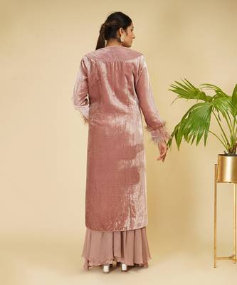 2 PIECE HAND EMBROIDERED LONNG JACKET WITH SHARARA SET 4
