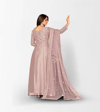 PURPLE NET ANARKALI EMBROIDERED WORK LONG SALWAR SUIT DUPATTA 5