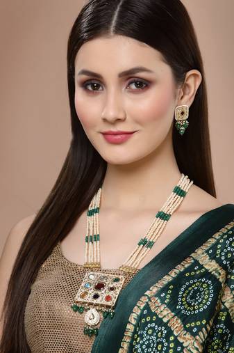 Green pearl necklace-sets