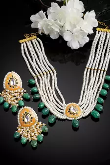 Orange pearl necklace-sets