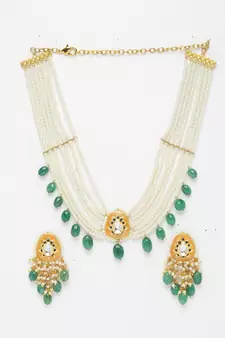 Orange pearl necklace-sets