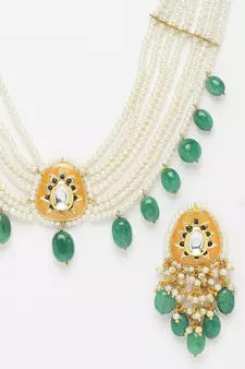 Orange pearl necklace-sets