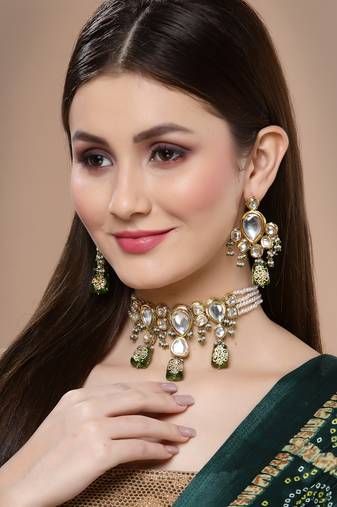 Green pearl necklace-sets