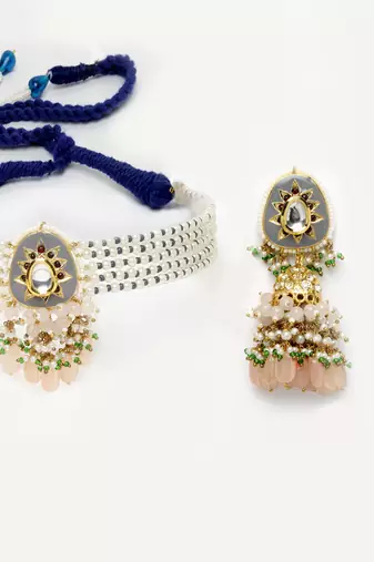 Grey pearl necklace-sets
