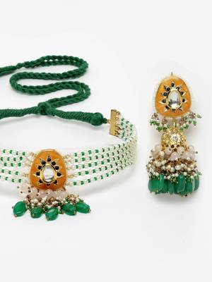 Orange pearl necklace-sets 4