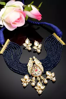 Blue pearl necklace-sets