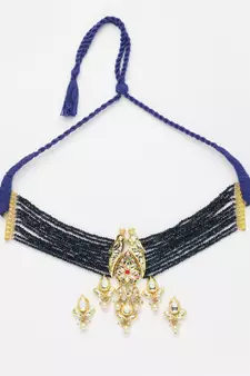 Blue pearl necklace-sets