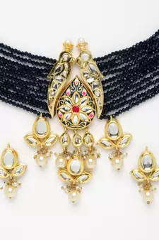 Blue pearl necklace-sets