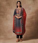 Shanao Black Red Kurta Set with Dupatta