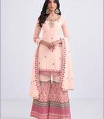 Peach embroidered georgette salwar