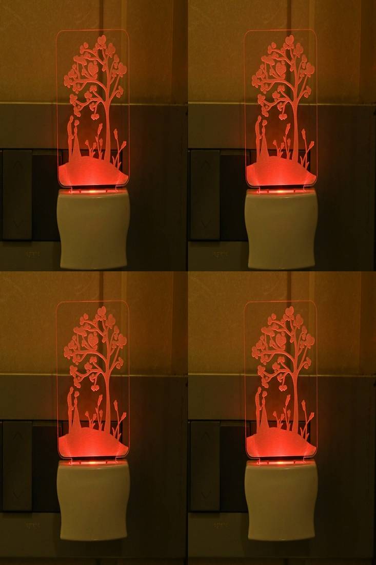 3D Illusion Effect The Lovely CoupleMulti Colour LED Night Lamp, Pack Of 4