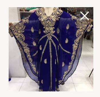 Moroccan Dubai Islamic Kaftan Abaya Farasha Party Wear Floor Length Dress For Women 2