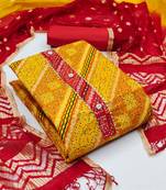 Mustard bandhej cotton salwar