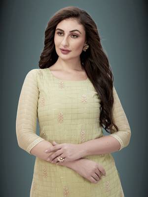 Trendmalls Light-green embroidered chanderi Party Wear Festive Casual Wedding CHIKANKARI Premium Kurtis & Kurta  5