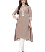 Trendmalls Light-brown woven silk silk-kurtis 