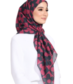 JSDC Casual Wear Ruby Pearl Red Floral Printed Party Wear Scarf Hijab