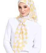 JSDC Casual Wear Cheesy Lime Yellow Color Printed Soft Cotton Voile Scarf Hijab