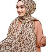 Beige Color Geometric Printed Pashmina Cotton Dupatta Scarf
