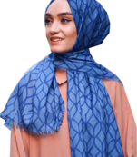 JSDC Blue Color Geometric Printed Pashmina Cotton Dupatta Scarf