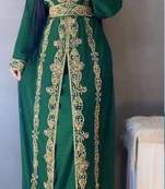 Royal Dubai Kaftan Moroccan Islamic Abaya Farasha Party Wear Floor Length Dress For Women