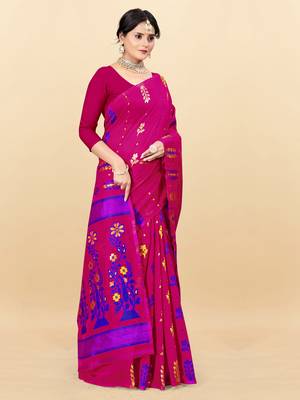 Pink printed cotton silk saree 2