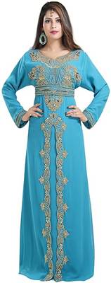 Dubai Moroccan Islamic Kaftan Abaya Farasha Party Wear Floor Length Dress For Women 2