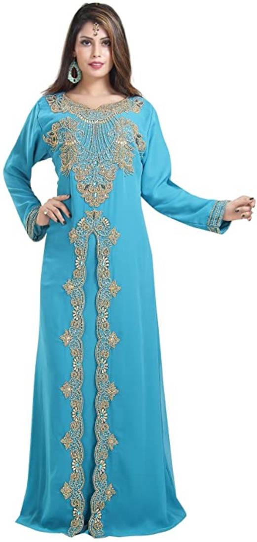 Dubai Moroccan Islamic Kaftan Abaya Farasha Party Wear Floor Length Dress For Women