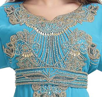 Dubai Moroccan Islamic Kaftan Abaya Farasha Party Wear Floor Length Dress For Women 4