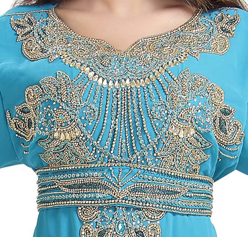 Dubai Moroccan Islamic Kaftan Abaya Farasha Party Wear Floor Length Dress For Women