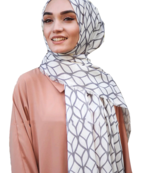 JSDC Silver Color Geometric Printed Pashmina Cotton Dupatta Hijab