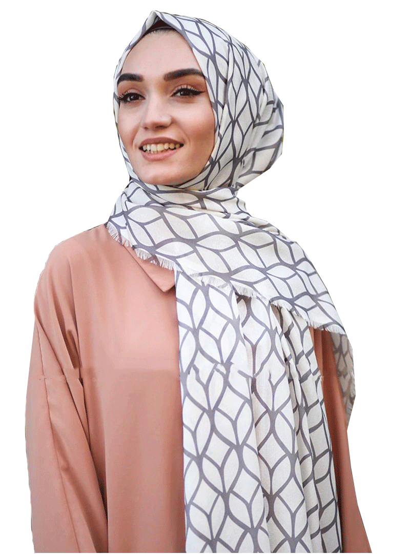 JSDC Silver Color Geometric Printed Pashmina Cotton Dupatta Hijab