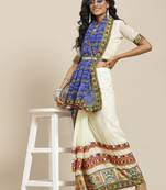 Serona Fabrics Women'S Half And Half Bandhani Pallu With Kutchi Embroidered Party Wear Saree