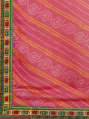 Serona Fabrics Women'S Half And Half Bandhani Pallu With Kutchi Embroidered Party Wear Saree 4
