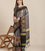 SERONA FABRICS Women's Cotton Silk Heavy Kutchi Work With Elephant Design Embroidered Party Wear Saree
