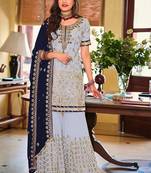 Light blue color Georgette Embroidered Palazzo suit