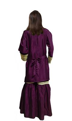 New Wine Coding Embroidery Sharara Slawar Suit Dress For Girls 2