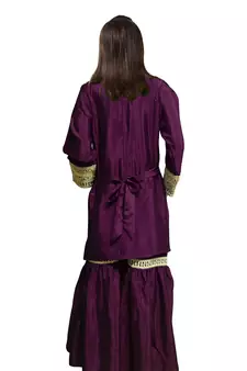 New Wine Coding Embroidery Sharara Slawar Suit Dress For Girls