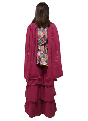 White Button Multicolor Printed with Sequence Work sharara Suit For Girls Dress 2